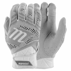 Marucci Breeze Knit Adult Baseball/Softball Batting Gloves -Baseball Gloves Sales mbgbrzknt gy front 01 30387.1654284434